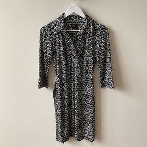 Laundry By Shelli Segal Black and White Long Sleeve Dress Size 2